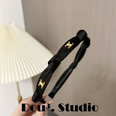 黑色金属标●缎面蝴蝶结发箍女款2025新款网红发卡头箍高级感百搭
