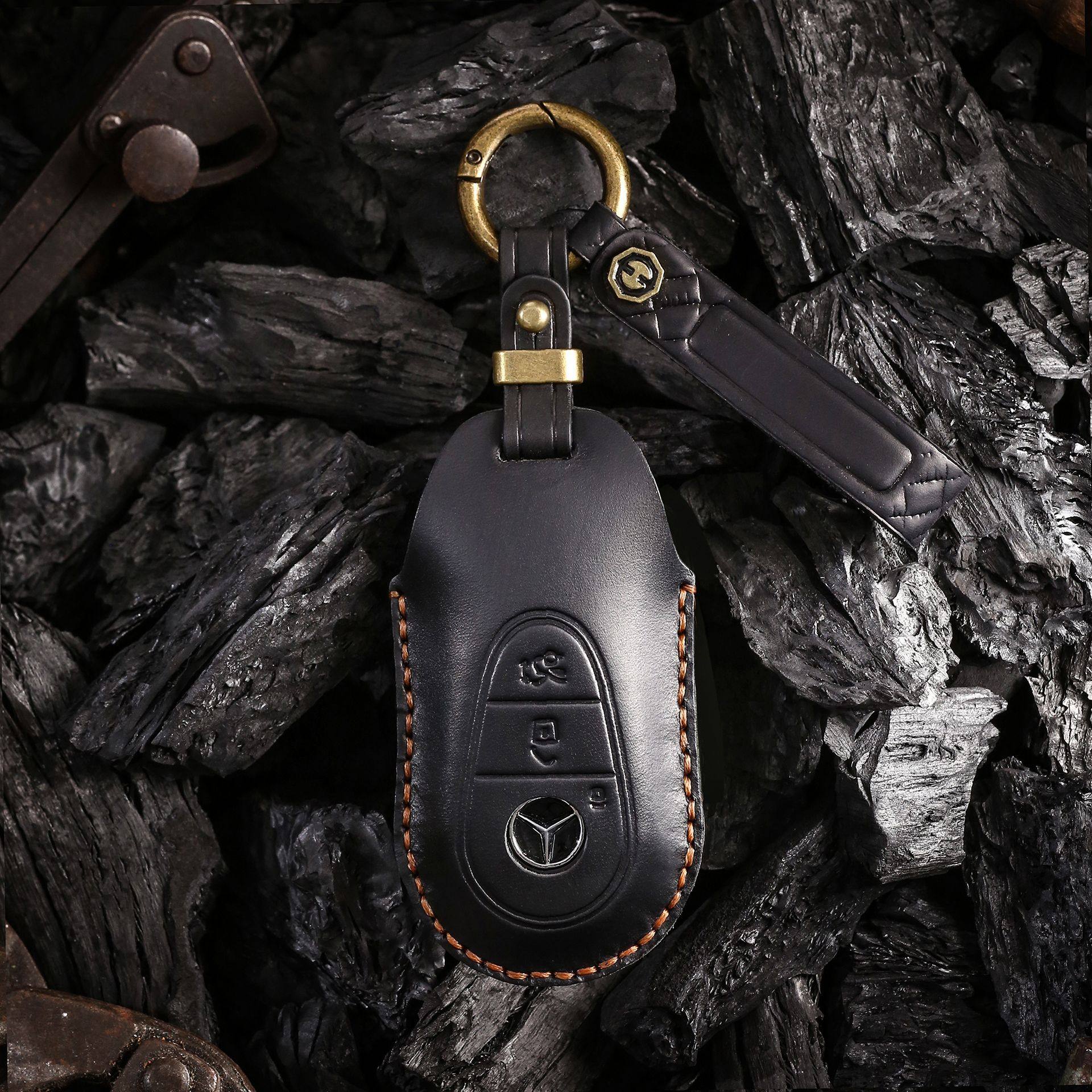 新品手工真皮钥匙保护套适用奔驰钥匙套迈巴赫高档复古汽车钥匙包