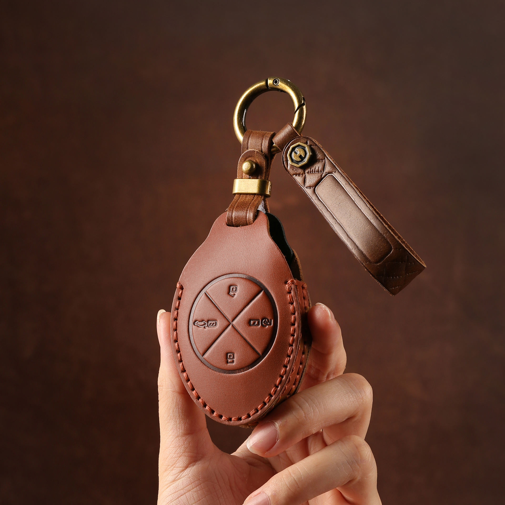 适用小鹏汽车钥匙套P7真皮G3钥匙包壳高档汽车全包牛皮保护套手工