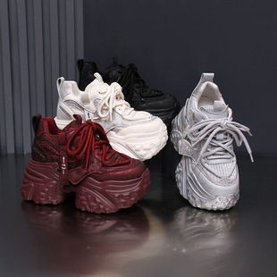 冬秋巨好看休闲运动厚底松糕小个子 2025新款 9cm内增高老爹鞋 女鞋