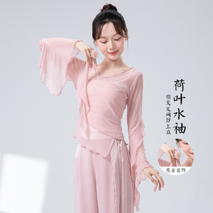 古典舞练功服女新款 身韵纱衣中国舞蹈服女飘逸形体演出服 荷叶水袖