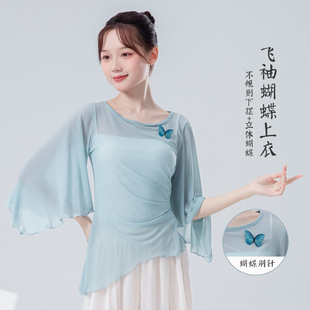 古典舞纱衣新款飞袖蝴蝶演出服上衣飘逸中国舞练功服成人舞蹈服装