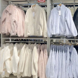 日单优女装羊羔毛2025秋冬新款长绒摇粒绒拉链立领长袖外套夹克女