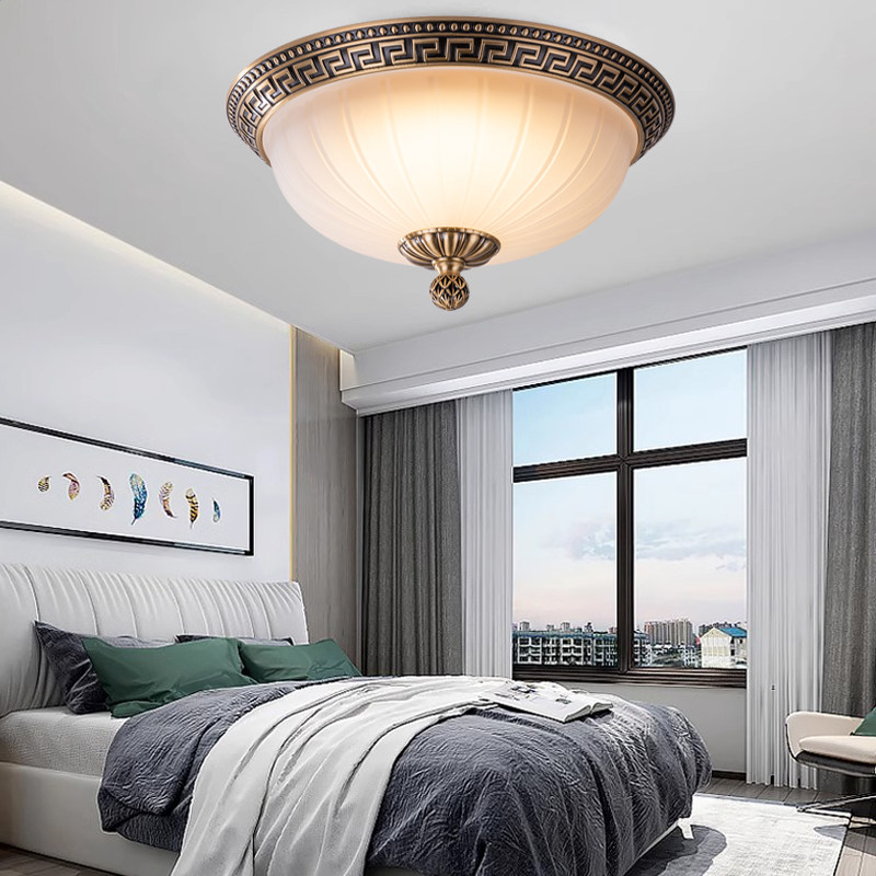 欧式全铜吸顶灯美式复古中式金色卧室阳台过道书房玄关走廊24k金