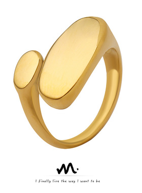 欧美ins风极简异形平面开口戒指钛钢18k金尾戒铸造工艺指环 A156