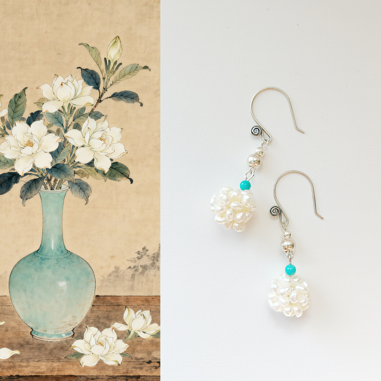 菲蒔 原创手作饰品天然淡水珍珠S925银饰耳环耳饰女