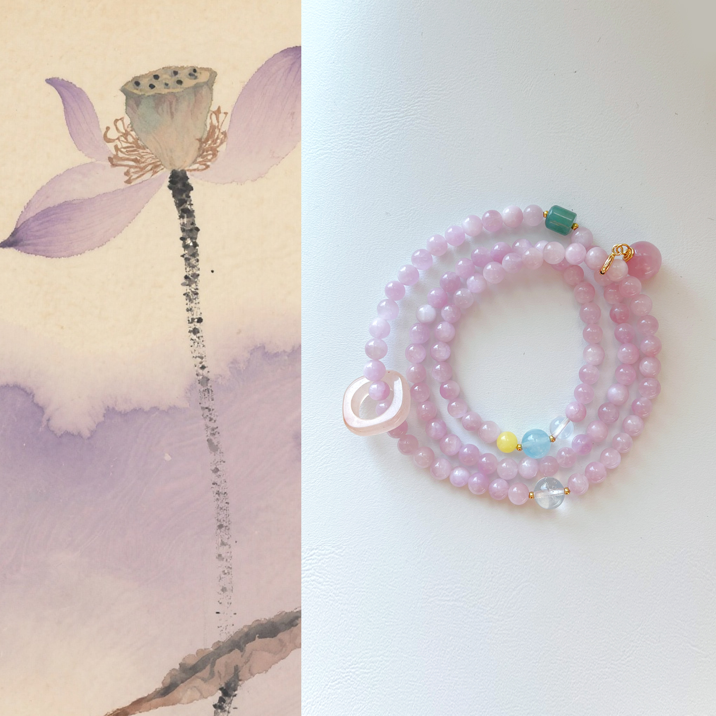 天然紫锂辉蜜蜡盐源三圈手串手链