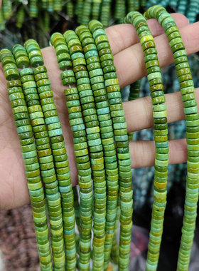 绿松石隔片草花绿散珠diy饰品