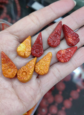 海竹立体雕花水滴发饰diy配件