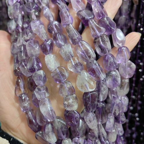 紫水晶不规则碎石串条diy饰品
