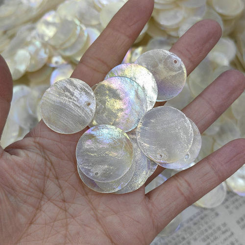 天然镜贝镀彩圆片吊坠风铃饰品