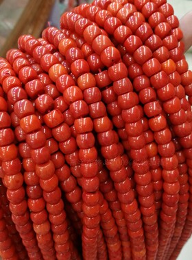 天然海竹染橙色算盘珠 苹果圆不掉色隔珠散珠diy手串佛珠配饰