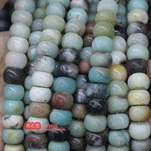 纯天然无优化 8*12mm亚马逊原花色天河石算盘圆珠散珠子 diy饰品