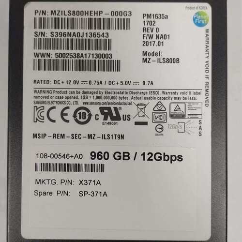 {议价}Netapp SP-371A X371A-R6 960G 1