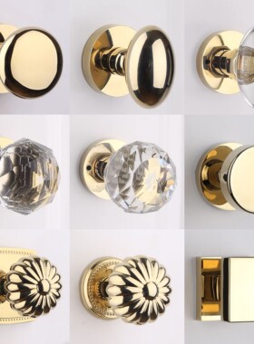 依佰利美式金色轻奢球形单面隐形暗门锁法式水晶背景墙隐藏门把手