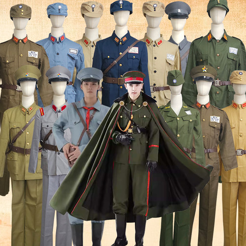 民国国军士兵黄色绿色北伐军川军东北军阀大帅舞台演出服装出租