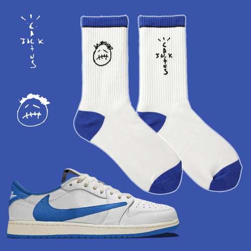 球鞋定制袜子AJ1倒钩Travis Scott联名AJ1 TS闪电倒钩2.0潮流袜子