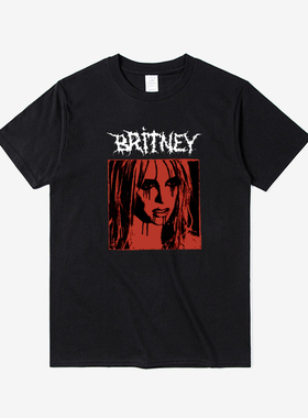 Britney Spears Metal Rock印花T恤时尚圆领短袖宽松百搭情侣同款