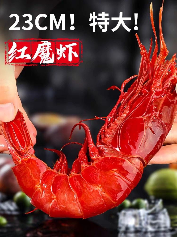 红魔虾特大鲜活刺身级低温甜虾非莫桑比克西班牙甜虾刺身生吃海鲜