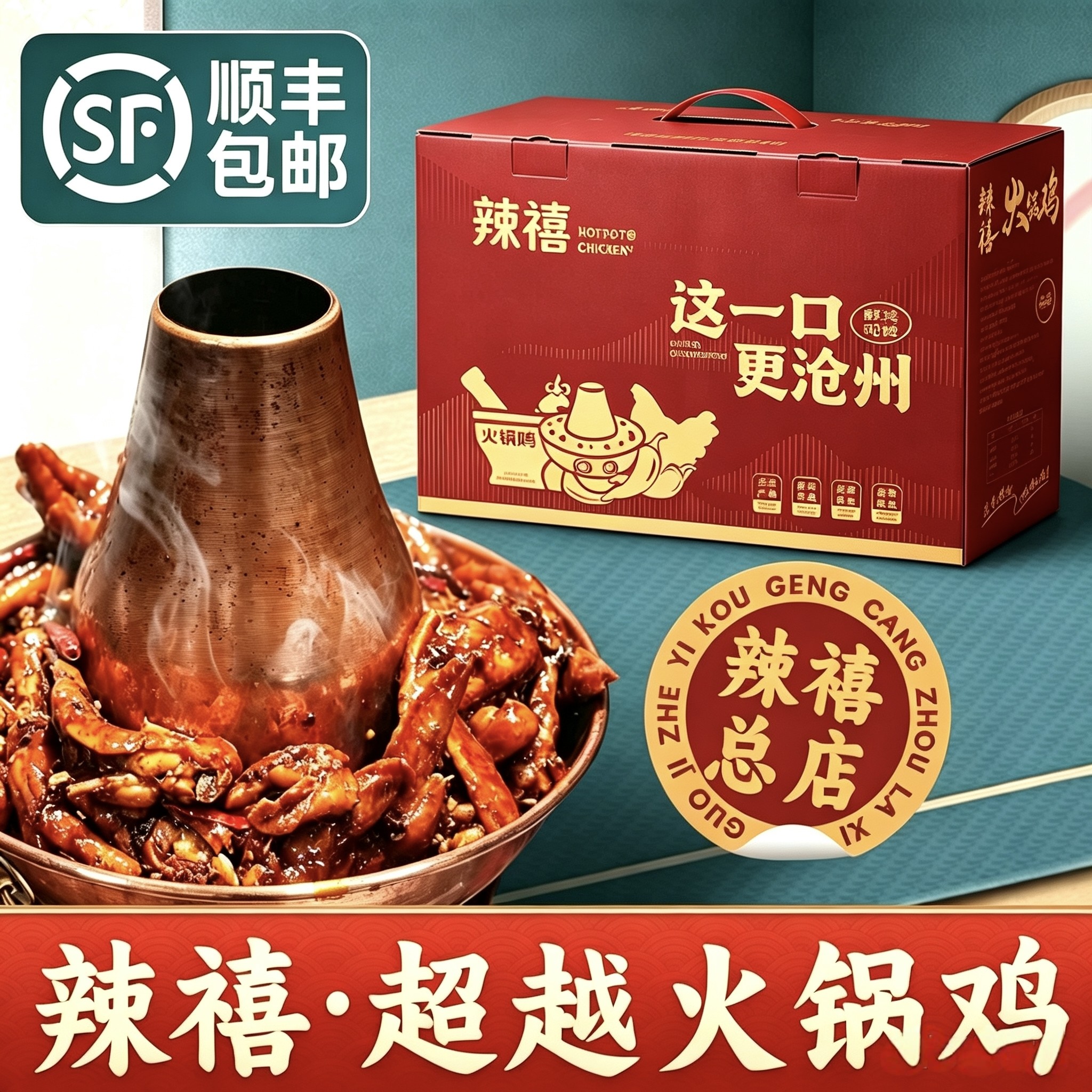 【外省专拍】辣禧火锅鸡礼盒清真(微辣鸡汤分离其余是鸡汤一体）