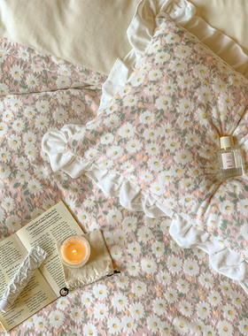 秋冬保暖牛奶绒1.2m四件套雏菊雕花加厚珊瑚绒被套床上用品粉绿色