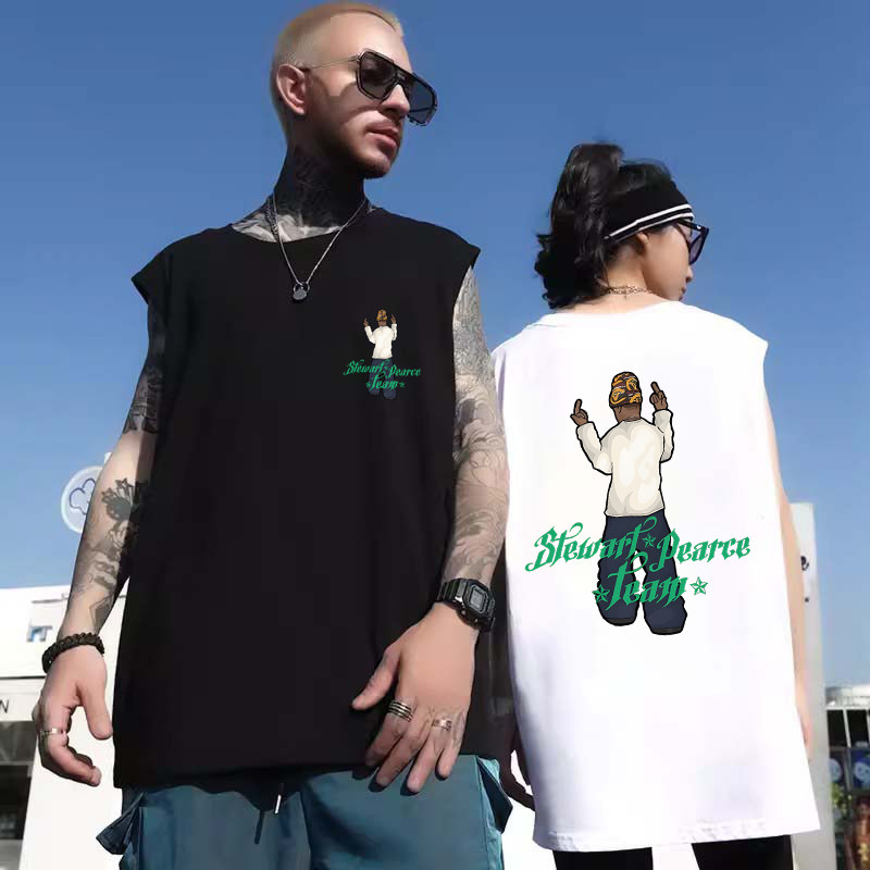 无袖坎肩背心男2025夏季款运动宽松潮流圆领美式卡通动漫印花t恤,男装,背心,淘宝优惠券,粉丝福利购,淘宝优惠卷