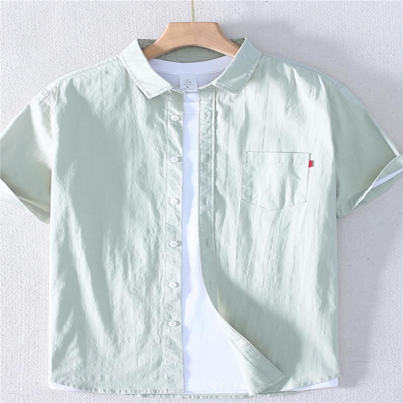 香港纯棉短袖衬衫男夏季薄款衣服潮流百搭小清新弹力衬衫半袖上衣