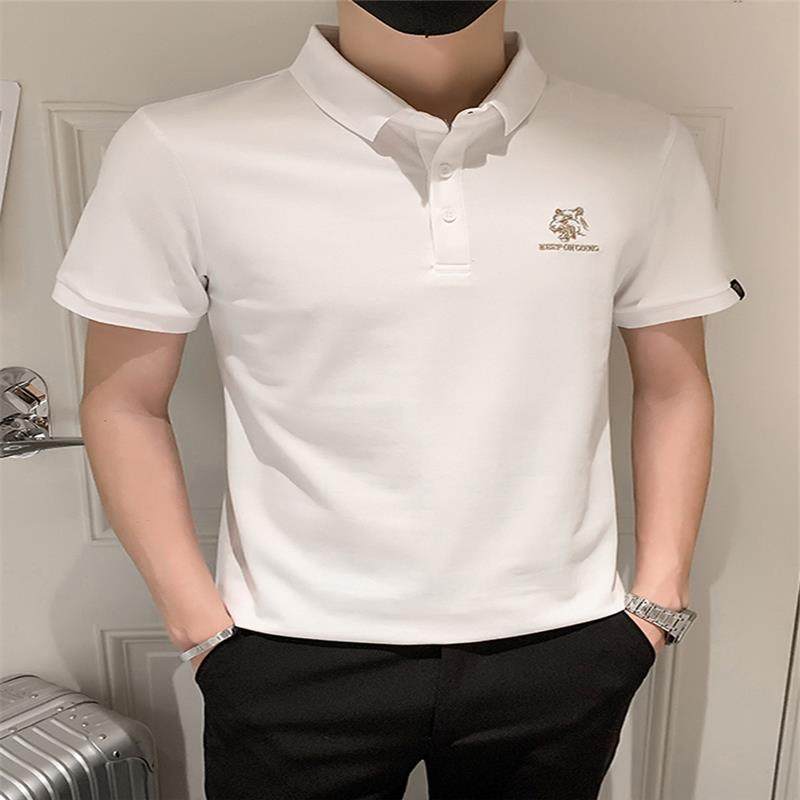 香港刺绣Polo衫男士短袖夏季透气男装2025新款夏装高级感男款t恤