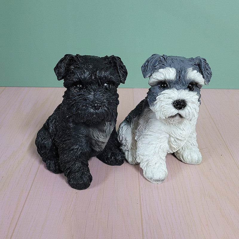 创意仿真狗雪纳瑞动物模型客厅治愈系小物件新家房间吉祥桌面摆件