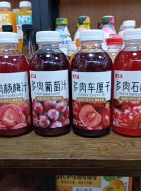 众雪多肉500ml4瓶果汁含量60%益生元膳食纤维石榴杨梅车厘子石榴