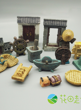 中国风乡村怀旧系列牌楼门微景观