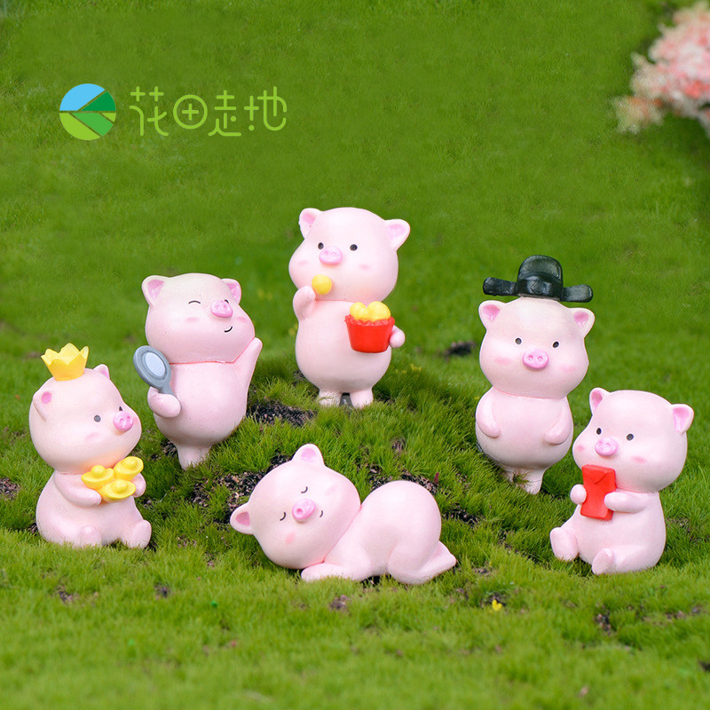 猪年塑料工艺品卡通小猪 红包猪 DIY装饰材料蛋糕摆件