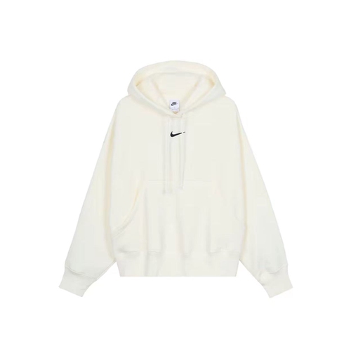 NIKE/耐克 Sportswear 纯色口袋连帽套头卫衣 白色女款DQ5859-133