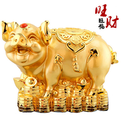 大号金猪摆件招财猪十二生肖发财铜猪办公室收银台客厅装饰品摆设