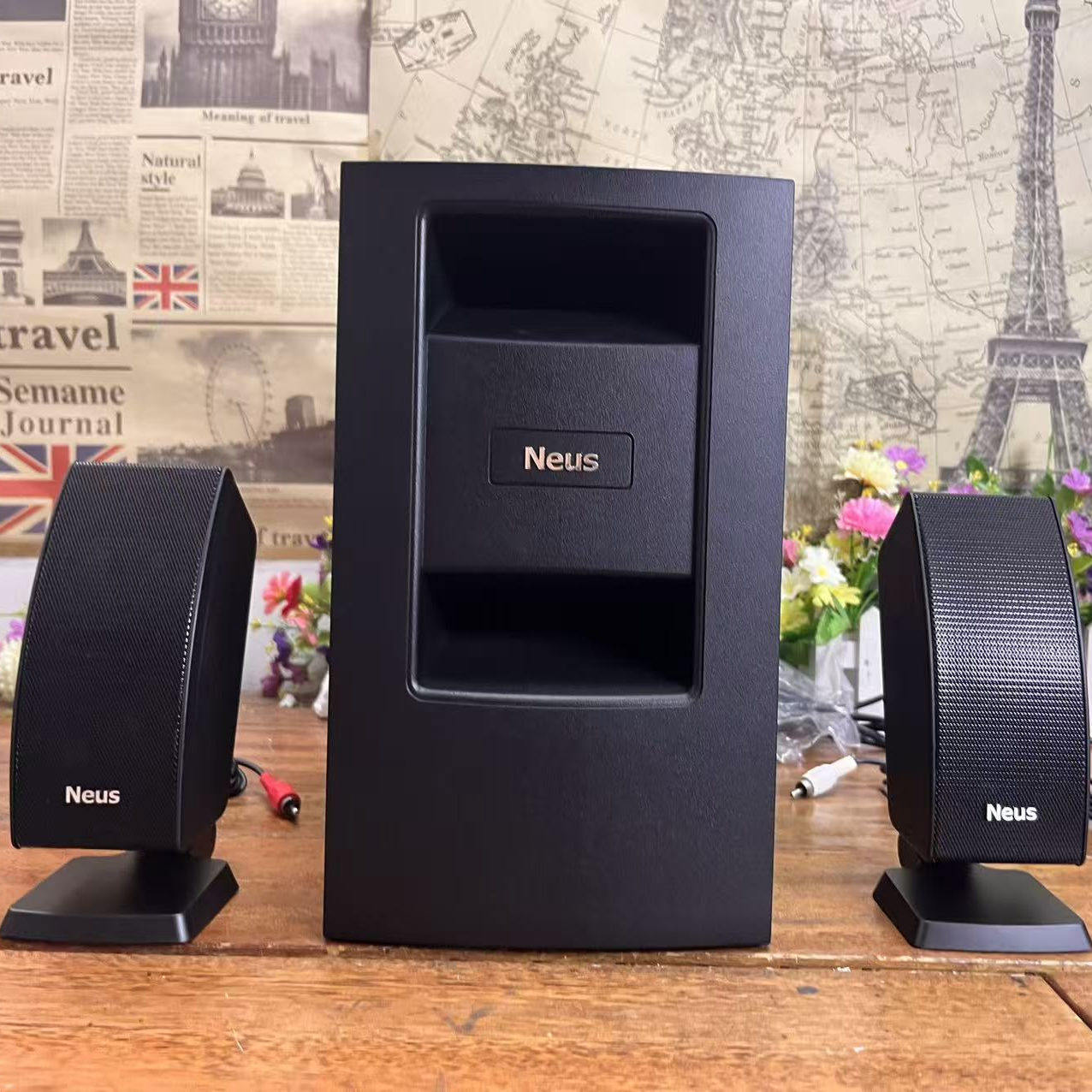 纽斯音箱蓝牙木质2.1低音炮5.25寸双动力低音喇叭套装6单元扬声器