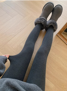1200D无痕收腹提臀羊绒包边打底裤女冬季新款加厚连袜裤F100721