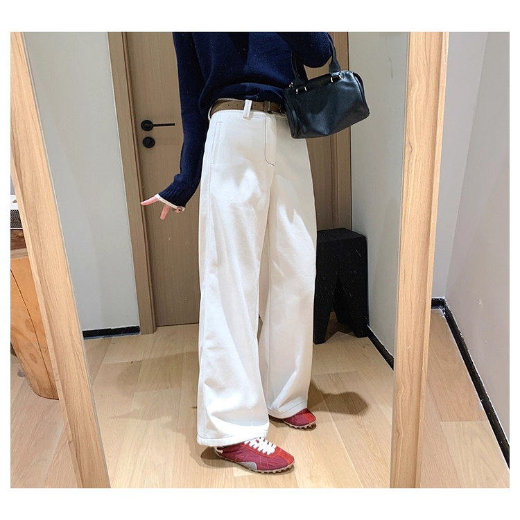 大叮自制雪尼尔老钱阔腿裤！加厚肌理感明线腰带宽松直筒休闲裤女,女装/女士精品,牛仔裤,淘宝优惠券,粉丝福利购,淘宝优惠卷