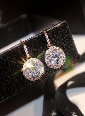 巨亏清仓松本好货2025法式高贵镀18K金奥地利水晶钻耳环耳钉耳饰