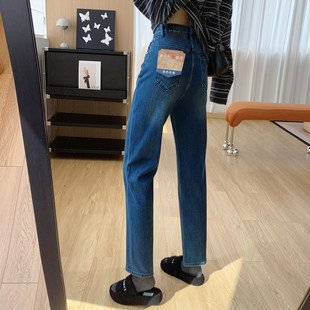 超显瘦四面弹高腰加绒烟管裤女秋冬新款裤子直筒牛仔裤窄版法棍裤