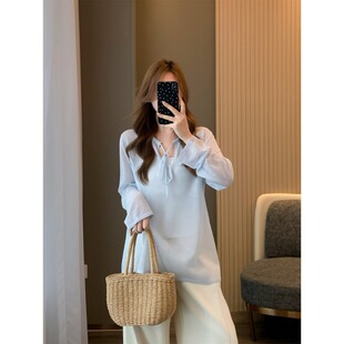 防晒针织衫 透气系带小衫 女 慵懒风亚麻混纺春夏薄款 26年春夏新款