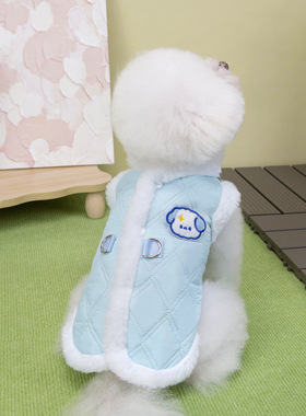 秋冬新款背扣可牵引狗衣服猫咪狗狗比熊泰迪雪纳瑞25双绗线棉背心