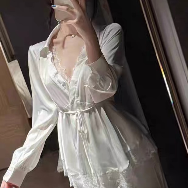 轻奢风长袖长裤蕾丝套装家居服