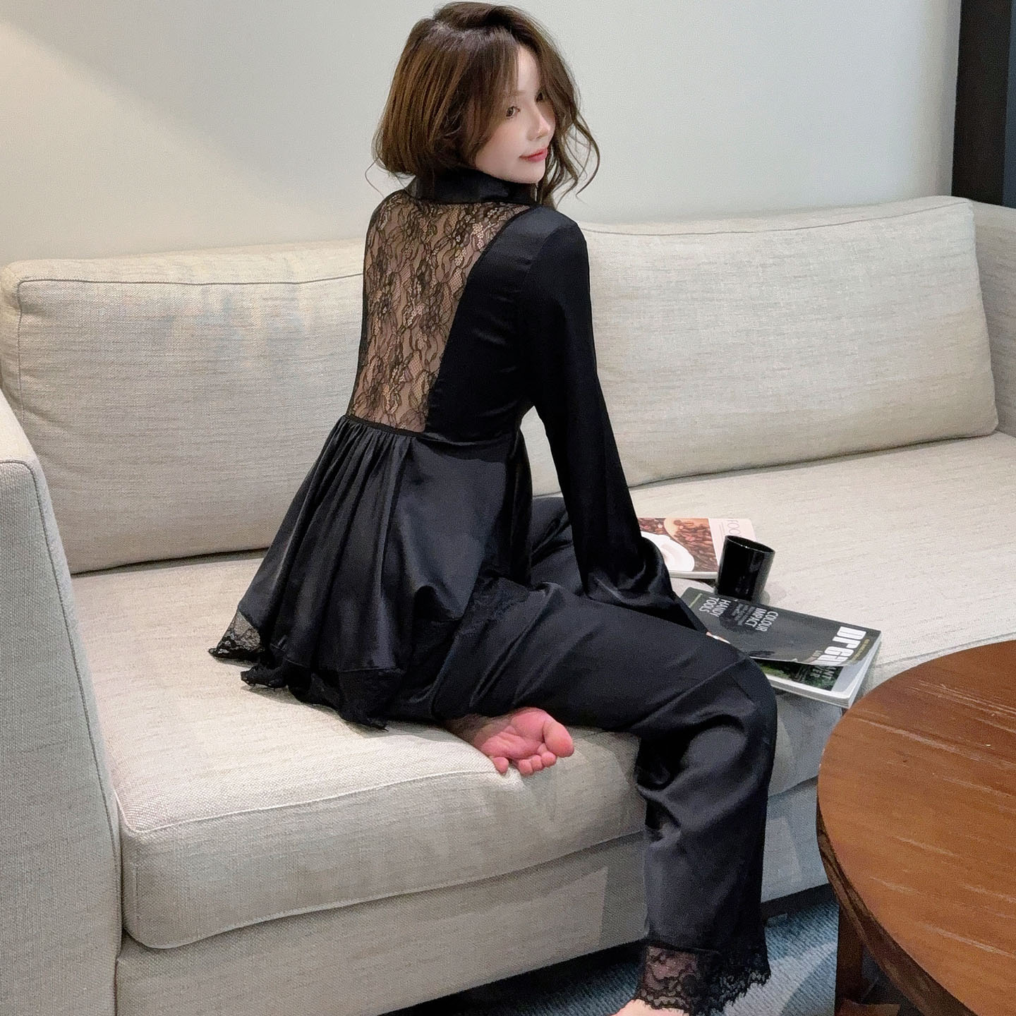 睡衣女春秋款长袖长裤轻奢家居服