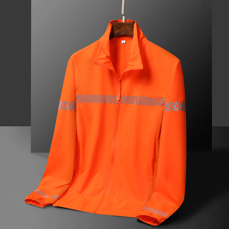 反光条防晒衣男夏季薄款无帽工作服防紫外线大码外套定制logoF117