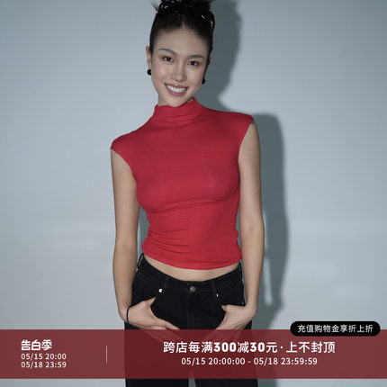 aolol千禧年复古小飞袖 大弹力显瘦短袖性感t恤短款女上衣小众T恤