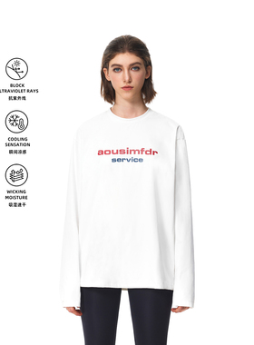 FDR官方店 撞色印花速干长袖T恤男女夏季美式运动宽松情侣装上衣