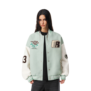 情侣夹克男 秋季 FDR官方店 花朵绣花撞色拼接棒球服外套女2025新款