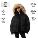 冬季 FDR加厚保暖情侣面包服男外套可拆卸毛领黑色短款 羽绒服女款