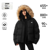 冬季 FDR加厚保暖情侣面包服男外套可拆卸毛领黑色短款 羽绒服女款