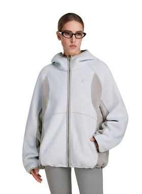 FDR官方店 拼接撞色拉链连帽女2025新款保暖优质摇粒绒外套男款